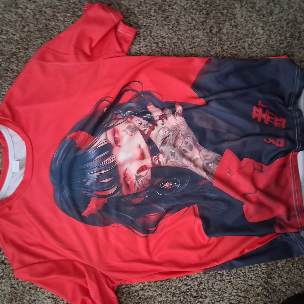 Red and Black Graphic T-Shirt